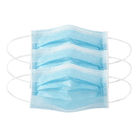 Blue 3 Ply Disposable Mask / Non Woven Fabric Face Mask With Adjustable Nose Piece